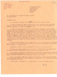 [Carta] 1954 ene. 17, 15 Spruce Street, Roslyn Harbor, Long Island, New York, [EE.UU.] [al] Sr. Secretario de la Legación de Italia en Chile, Santiago de Chile