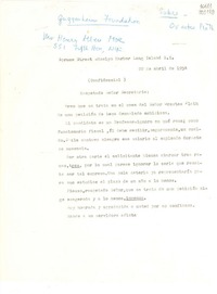 [Carta] 1954 abr. 22, Spruce Street, Roslyn Harbor, Long Island, N. Y., [Estados Unidos] [a] Respetado Señor Secretario