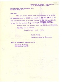 [Carta] 1942 sept. 14, Consulado do Chile, Petropolis, [Brasil] [a] The New York Life Insurance Co., New York City, N.Y., [EE.UU.]
