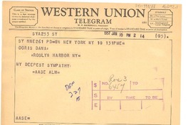 [Telegrama] 1957 jan. 10, New York, [Estados Unidos] [a] Doris Dana, New York, [Estados Unidos]