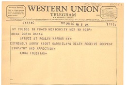 [Telegrama] 1957 jan. 10, Mexico City, [Mexico] [a] Doris Dana, New York, [Estados Unidos]