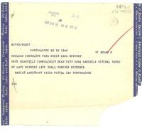 [Telegrama] 1957 jan. 10, Porto Alegre, [Brasil] [a] Doris Dana, New York, [Estados Unidos]