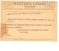 [Telegrama] 1957 jan. 11, New York, [Estados Unidos] [a] Doris Dana, New York, [Estados Unidos]