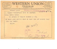 [Telegrama] 1957 jan. 15, Arizona, [Estados Unidos] [a] Doris Dana, New York, [Estados Unidos]