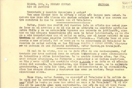 [Carta] [a] Excmo. Sr. Hernán Cuevas, Río de Janeiro