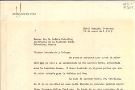 [Carta] 1949 ene. 12, Veracruz, [México] [a] Excmo. Sr. D. Anders Osterling, Secretario de la Academia Sueca, Estocolmo, Suecia