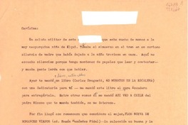 [Carta] [a la] Carísima [Gabriela Mistral]
