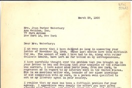 [Carta] 1950 Mar. 29, Jalapa, Veracruz, México [a] Mrs. Jean Parker Waterbury, Ann Watkins, Inc., 77 Park Avenue, New York
