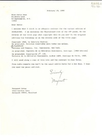 [Carta] 1969 Feb. 10, 5914 Carlton Lane, Bethesda 20016, Maryland, [EE.UU.] [a] Miss Doris Dana, Hildreth Lane, Bridgehampton, N.Y., 11932, [EE.UU.]