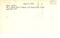 [Carta] 1972 Aug. 31, [Estados Unidos] [a] Dear Doris