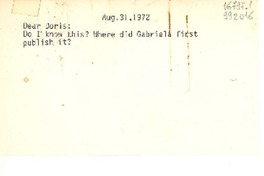 [Carta] 1972 Aug. 31, [Estados Unidos] [a] Dear Doris