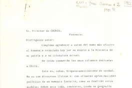 [Carta] 1922 sept. 18, México [al] Sr. Director de Cronos