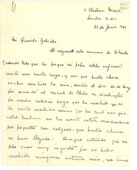 [Carta] 1946 jun. 29, London, [Inglaterra] [a] Mi querida Gabriela