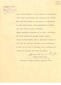 [Carta] 1948, Santiago de Chile [a] Gabriela Mistral