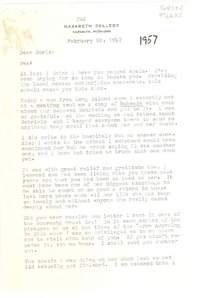 [Carta] 1947 [i.e. 1957] Feb. 28, JMJ, Nazareth College, Nazareth, Michigan, [EE.UU.] [a] Dear Doris