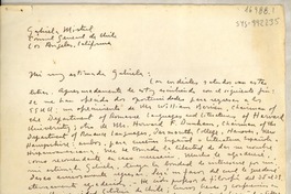 [Carta] 1946?, [Chile?] [a] Gabriela Mistral, Cónsul General de Chile, Los Angeles, California, [Estados Unidos]