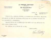 [Carta] 1946 mar. 12, New York, [EE.UU.] [a] Gabriela Mistral