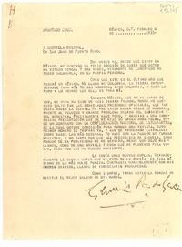 [Carta] 1933 feb. 6, México, D.F. [a] Gabriela Mistral, San Juan de Puerto Rico
