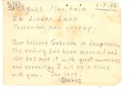 [Carta] 1957 Jan. 7, [Estados Unidos] [a] Jacques Maritain, Princeton, New Jersey