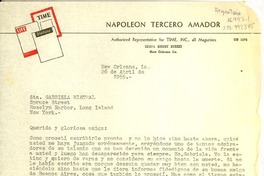 [Carta] 1955 abr. 26, New Orleans, [Estados Unidos] [a] Gabriela Mistral, New York, [Estados Unidos]