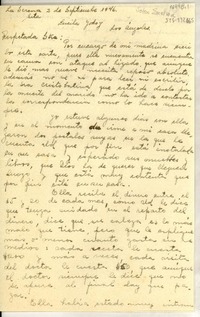 [Carta] 1946 sep. 2, La Serena, [Chile] [a] Lucila Godoy [Gabriela Mistral], Los Angeles, [Estados Unidos]