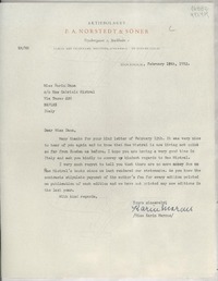 [Carta] 1952 Feb. 19, Stockholm, [Sweden] [a] Miss Doris Dana, co Mme Gabriela Mistral, Via Tasso 220, Naples, Italy