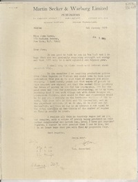 [Carta] 1971 Jan. 1, London, [Inglaterra] [a] Miss Joan Daves, 515 Madison Avenue, New York, N. Y.