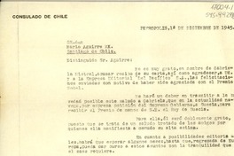 [Carta] 1945 dic. 1, Petrópolis, [Brasil] [a] Mario Aguirre MK., Santiago de Chile