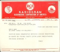 [Telegrama] 1954 oct. 9, Santiago, Chile [a] Doris Dana