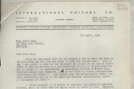 [Carta] 1958 Apr. 3, Bmé. Mitre 1192, Buenos Aires, Rep. Argentina [a] Miss Doris Dana, 204 East 20th Street, New York, [EE.UU.]