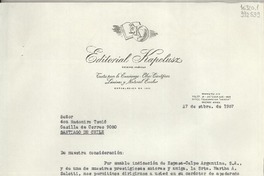 [Carta] 1957 sept. 27, [Buenos Aires, Argentina] [a] Señor Don Radomiro Tomic, Santiago de Chile