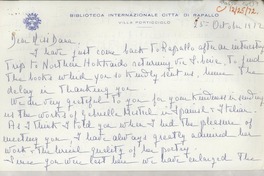 [Carta] 1972 Oct. 25, Rapallo, [Italy] [a] Dear Miss Dana