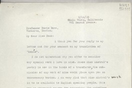 [Carta] 1950 Sept. 24, Chula Vista, California, [Estados Unidos] [a] Professor Doris Dana, Veracruz, México