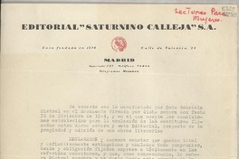 [Carta] 1945 abr. 18, Madrid, [España] [a] Gabriela Mistral