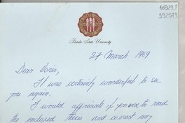 [Carta] 1969 Mar. 27, [Estados Unidos] [a] Dear Doris