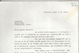 [Carta] 1989 mayo 12, Valdivia, [Chile] [a] Señorita Doris Dana, Washington, U. S. A.