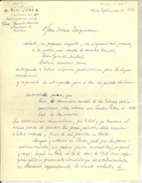 [Carta] 1954 sep. 14, Santiago, Chile [a] Gabriela Mistral, [California, Estados Unidos]