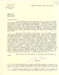 [Carta] 1984 feb. 22, Las Torcazas 246, Santiago, Chile [a la] Señorita Doris Dana, Nueva York, [EE.UU.]