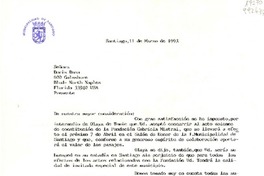 [Carta] 1993 mar. 11, Santiago, [Chile] [a la] Señora Doris Dana, 600 Gulfsshore, Blod - North Naples, Florida 33940, USA