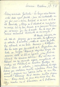 [Carta] 1951 sep. 17, Orselina, Locarno, Suiza [a] Gabriela [Mistral]