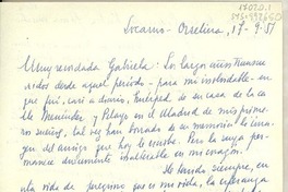 [Carta] 1951 sep. 17, Orselina, Locarno, Suiza [a] Gabriela [Mistral]
