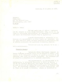 [Carta] 1988 jul. 12, Casilla N° 13446, Correo 21, Santiago de Chile [a la] Señorita Doris Dana, Box 784 Hildreth Lane, Bridgehampton, N. Y. 11932, U. S. A.