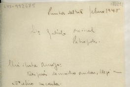 [Carta] 1948 feb., Punta del Este, [Uruguay] [a] Gabriela Mistral, Petrópolis, [Brasil]