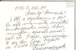 [Carta] 1984 nov. 2, Santiago, [Chile] [a] Querida Doris