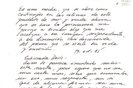 [Carta] 1985 oct. 19, Carahue, Chile [a] Doris Dana
