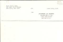 [Carta] 1959 June 19, O'Connor and Murphy, Counsellors at Law, 4 East 43rd Street, New York 17, N. Y., [EE.UU.] [a] Miss Doris Dana, 204 East 20th Street, New York, New York, [EE.UU.]