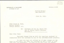 [Carta] 1953 June 12, New York, [EE.UU.] [a] Miss Doris S. Dana, Spruce Street, Roslyn Harbor, N. Y., [EE.UU.]