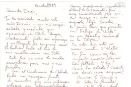 [Tarjeta] 1989 dic., [Chile] [a] Doris Dana