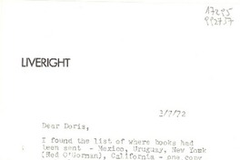 [Carta] 1972 July 3, [New York], [EE.UU.] [a] Dear Doris