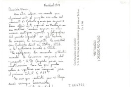 [Tarjeta] 1988 dic., [Chile] [a] Doris Dana